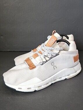 On Cloudnova Sneakers White Umber Brown CloudTec Mens Size 8.5 Womens 10
